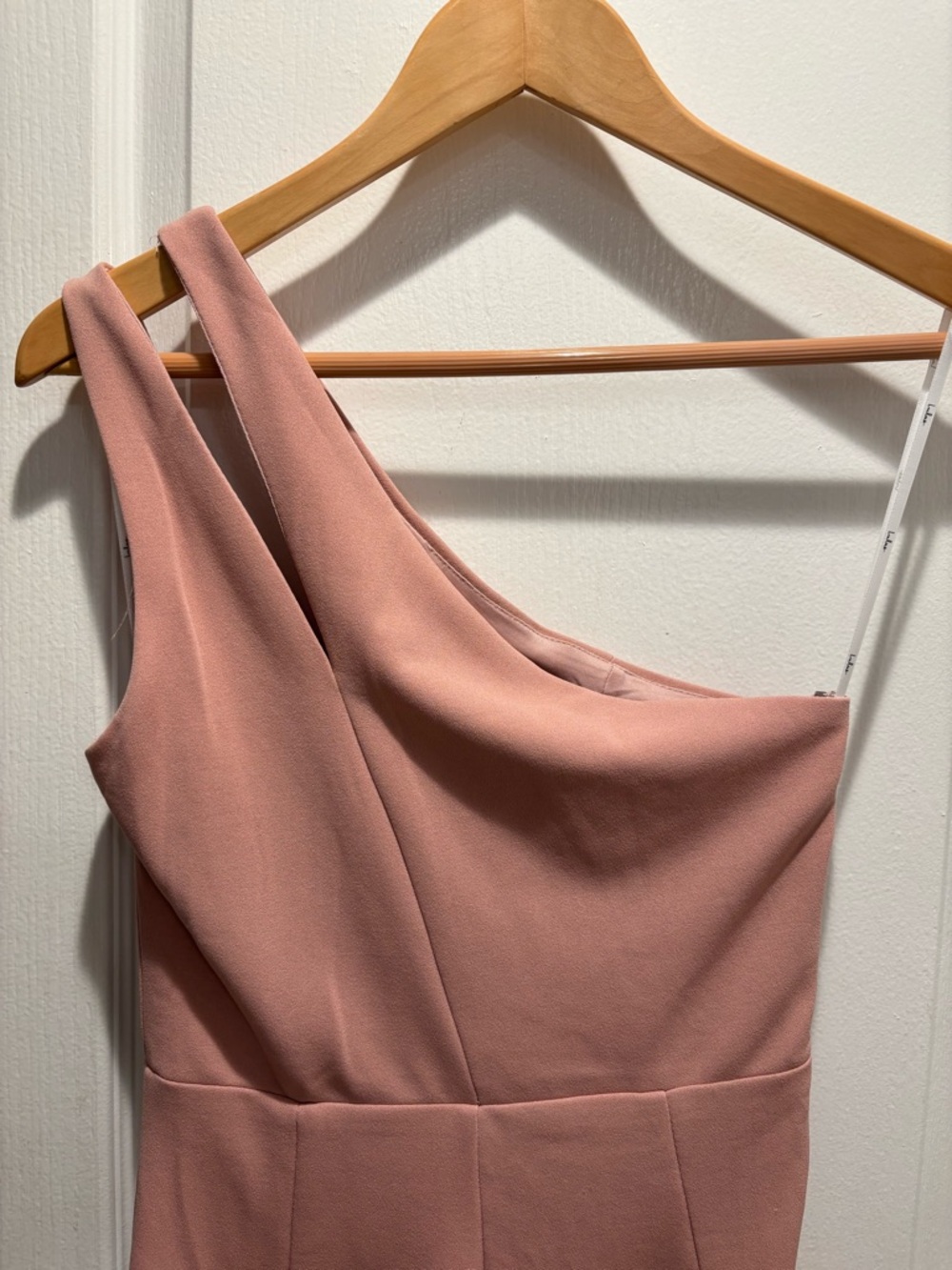 NEW Lulu's Cocktail Club Blush Pink One-Shoulder Midi Dress Front Slit size S - Picture 11 of 16